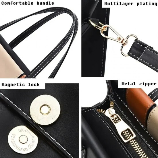 حقائب اليد المرقعة للنساء بحزام قابل للتعديل أعلى مقبض حقيبة سعة كبيرة Totes الموضة حقائب Crossbody هدية العمل حقائب اليد المرقعة للنساء بحزام قابل للتعديل أعلى مقبض حقيبة سعة كبيرة Totes الموضة حقائب Crossbody هدية العمل