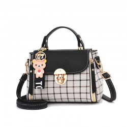 Newposs منقوشة نمط حقيبة يد المرأة مشبك ديكور رفرف محفظة موضة بو الجلود Crossbody حقيبة عالية الجودة حقيبة