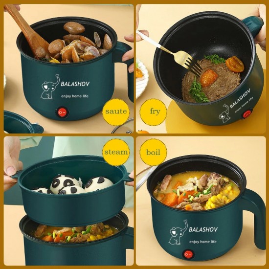 طباخ كهربائي صغير متعدد الوظائف للمنزل ، وعاء طهي فردي أو مزدوج ، غير لاصق ، باخرة ، 1-2 شخص طباخ كهربائي صغير متعدد الوظائف للمنزل ، وعاء طهي فردي أو مزدوج ، غير لاصق ، باخرة ، 1-2 شخص