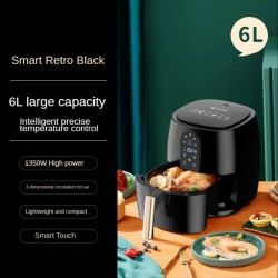 مقالي هواء كهربائية ذكية 4.5L 6L سعة كبيرة منزلية أوتوماتيكية متعددة 360 درجة مخبوزة بتقنية LED تعمل باللمس مقلاة عميقة بدون زيت